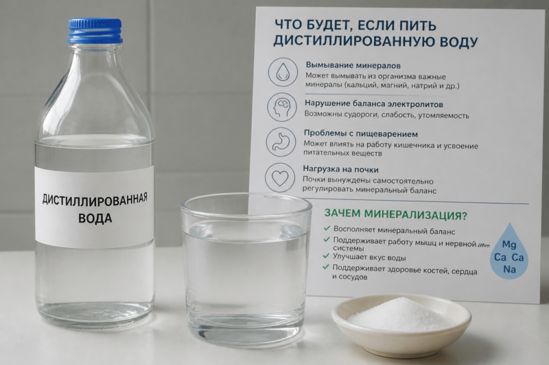 Что будет, если пить дистиллированную воду, и зачем ей минерализация